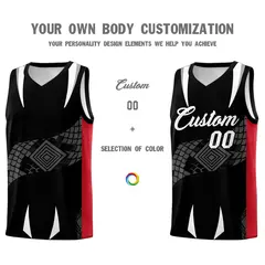 Black Red Snake Scale Venomous Fang Graffiti Basketball Jersey 3