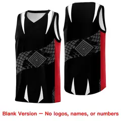 Black Red Snake Scale Venomous Fang Graffiti Basketball Jersey 6