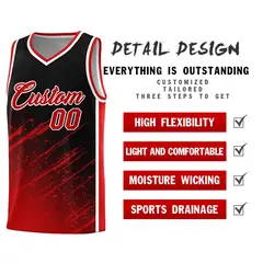 Black Red Splash Lightweight Basketball Kit 2