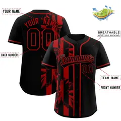Black Red Split Coconut Tree Design Baseball Jersey 2