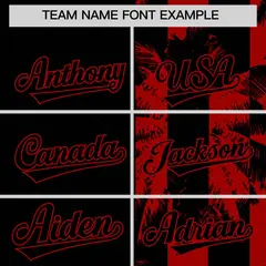 Black Red Split Coconut Tree Design Baseball Jersey 3
