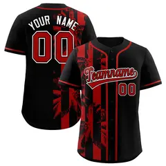 Black Red Split Coconut Tree Design Baseball Jersey
