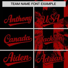 Black Red Split Coconut Tree Design Baseball Jersey 3