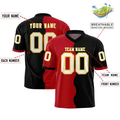 Black Red Split Mesh Authentic Football Jersey 2
