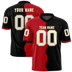 Black Red Split Mesh Authentic Football Jersey 1