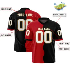 Black Red Split Mesh Authentic Football Jersey 2