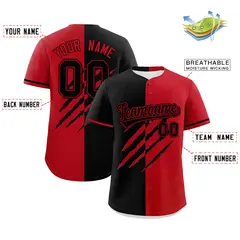 Black Red Split Tiger Claw Scratch Baseball Jersey 2