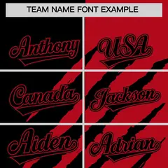 Black Red Split Tiger Claw Scratch Baseball Jersey 3