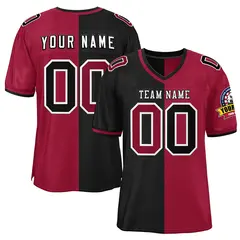 Black Red Split Two Tone Authentic Football Jersey 1