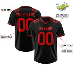 Black Red Square Neckline Classic Authentic Football Jersey 2