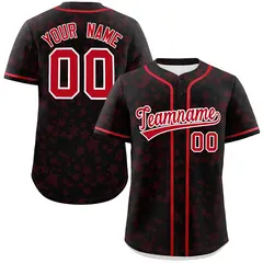 Black Red Star Graffiti Authentic Baseball Jersey