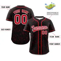 Black Red Star Graffiti Authentic Baseball Jersey 2