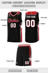 Black Red Star Graffiti Pattern Basketball Jersey 2