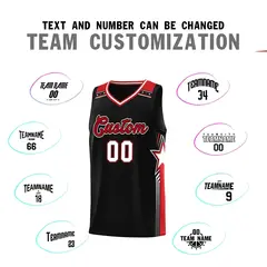 Black Red Star Graffiti Pattern Basketball Jersey 4