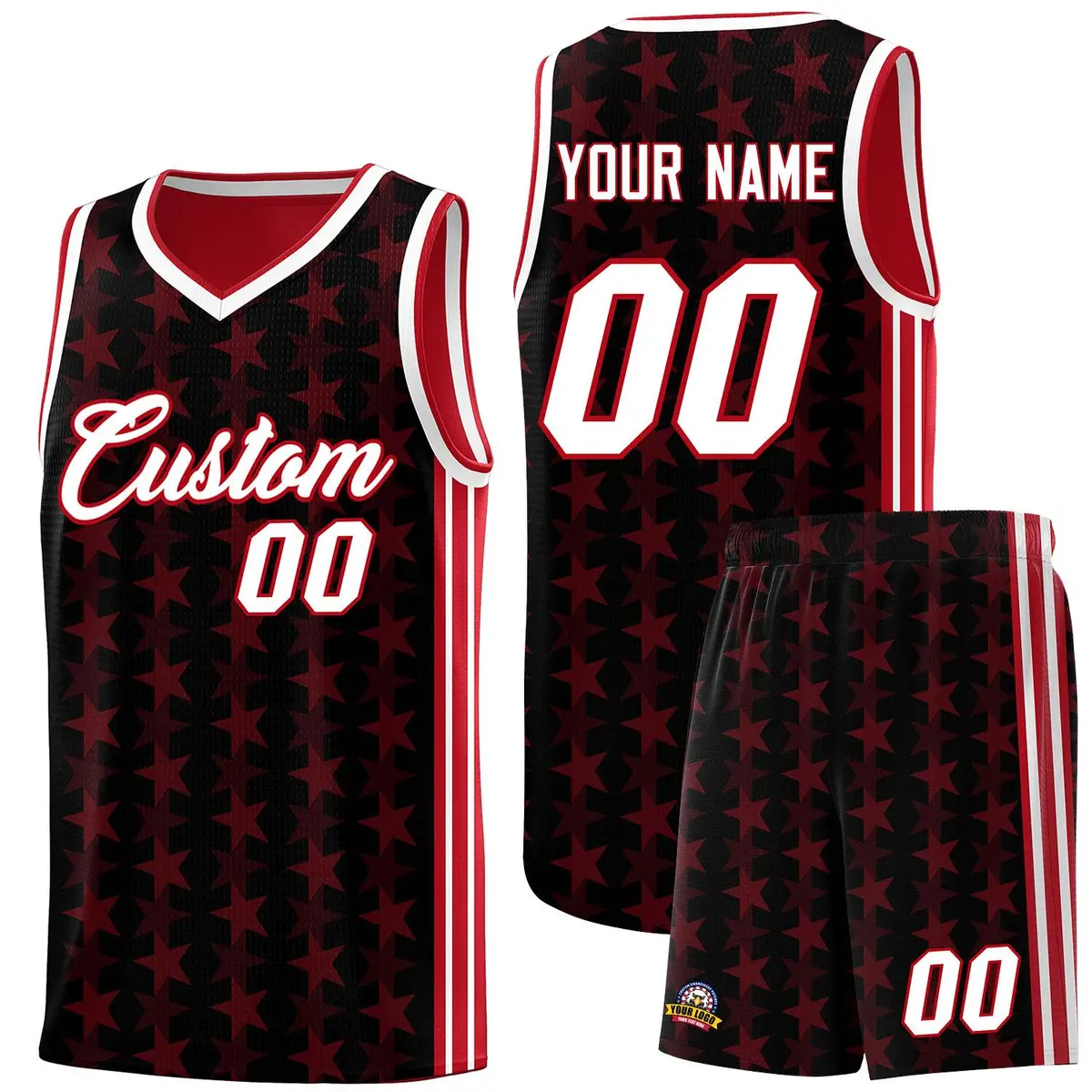 Black Red Star Graffiti Sports Uniform Basketball Jersey