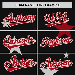 Black Red Star Graffiti Two-Button Baseball Jersey 3