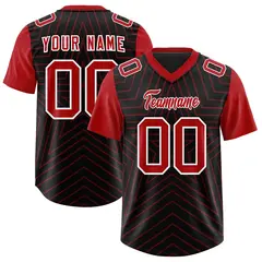 Black Red Star Pattern Raglan Football Jersey 1