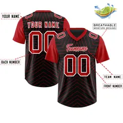Black Red Star Pattern Raglan Football Jersey 2