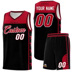 Black Red Star Pattern Sports Uniform Basketball Jersey