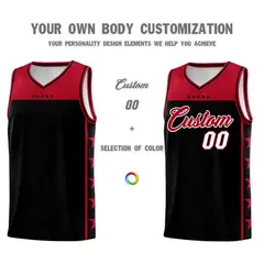 Black Red Star Pattern Sports Uniform Basketball Jersey 3