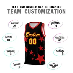 Black Red Star Print Graffiti Basketball Jersey Sets 4