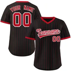 Black Red Stripe Authentic Pullover Baseball Jersey