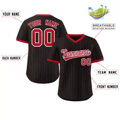 Black Red Stripe Authentic Pullover Baseball Jersey 2