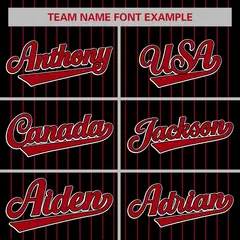 Black Red Stripe Full Button Authentic Baseball Jersey 3