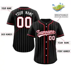 Black Red Stripe Raglan Sleeves Authentic Baseball Jersey 2
