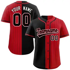 Black Red Stripe-Solid Combo Authentic Baseball Jersey