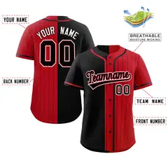Black Red Stripe-Solid Combo Authentic Baseball Jersey 2