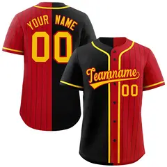 Black Red Stripe-Solid Combo Authentic Baseball Jersey 1