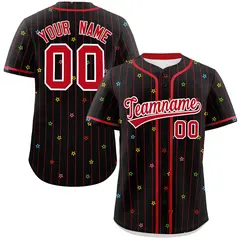 Black Red Stripe Star Pattern Baseball Jersey