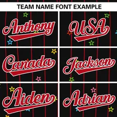 Black Red Stripe Star Pattern Baseball Jersey 3