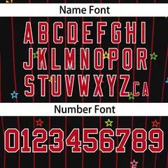 Black Red Stripe Star Pattern Baseball Jersey 4