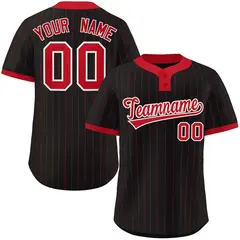 Black Red Stripe Two-Button Softball Jersey