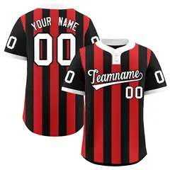 Black Red Stripe Two-Button Softball Jersey 1