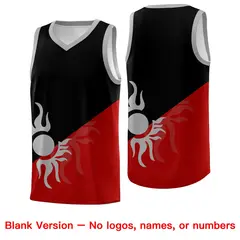 Black Red Sunburst Two Tone Basketball Jersey 2