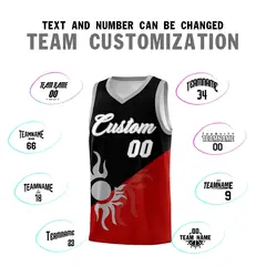 Black Red Sunburst Two Tone Basketball Jersey 5