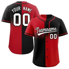 Black Red Symmetrical Gradient Authentic Baseball Jersey 1
