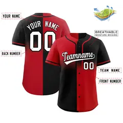 Black Red Symmetrical Gradient Authentic Baseball Jersey 2