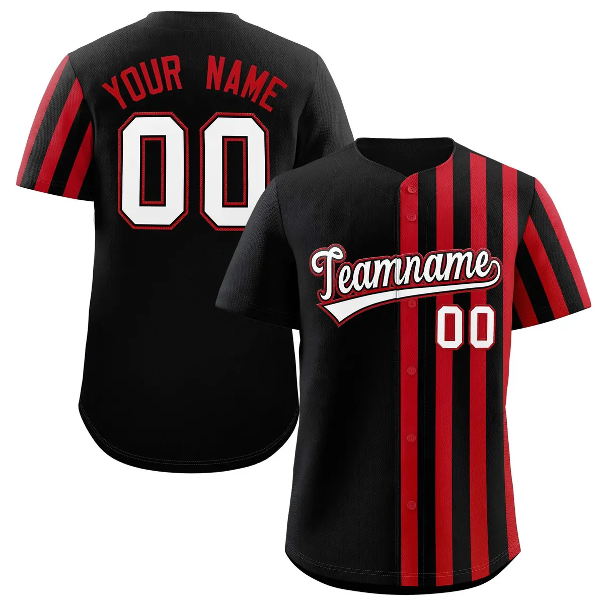 Black Red Thick Stripe Authentic Baseball Jersey