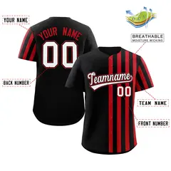 Black Red Thick Stripe Authentic Baseball Jersey 2