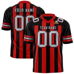 Black Red Thick Stripe Authentic Football Jersey