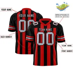 Black Red Thick Stripe Authentic Football Jersey 2
