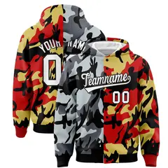 Black Red Two Tone Full-Snap Varsity Letterman Jacket Hoodie