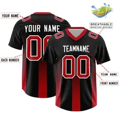 Black Red Vertical Gradient Stripe Fashion Football Jersey 2