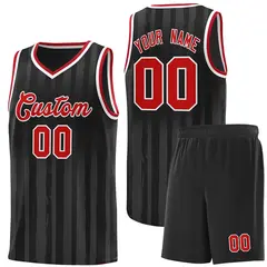 Black Red Vertical Stripe Basketball Jersey