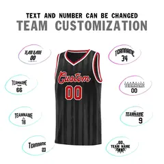 Black Red Vertical Stripe Basketball Jersey 3