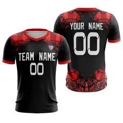 Black Red White Athletic Sport Soccer Jersey 1